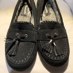 Women’s Solesenseability Black Leather Faux Fur Shoes 7.5-8